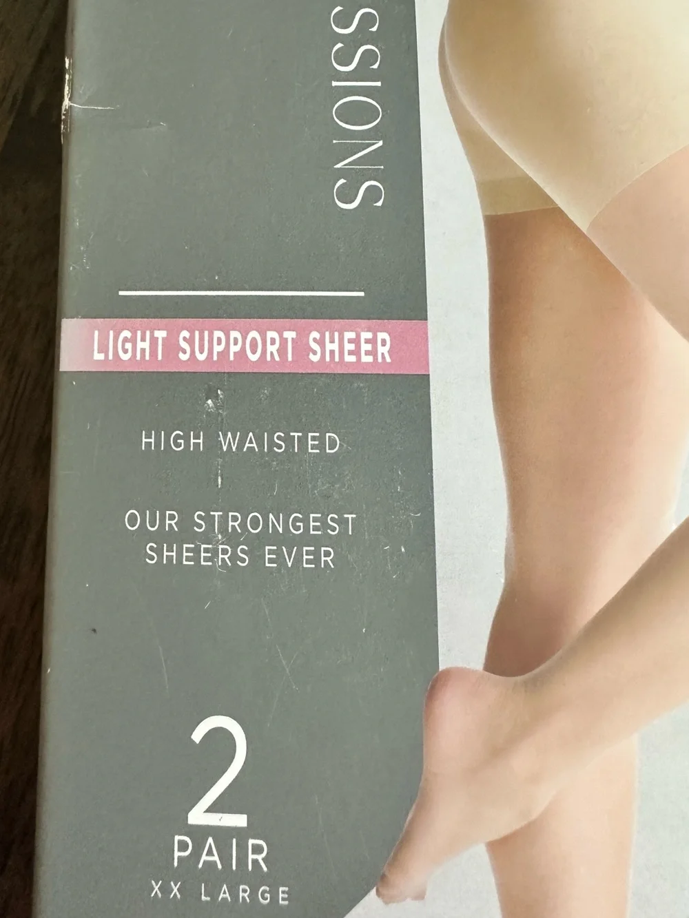 NWT SILK Impressions 2 Pair Beige Light Support Sheer High-Waist Tights XXL
